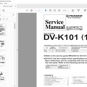 Pioneer DV-K101(1) DVD PLAYER Service Manual - PDF DOWNLOAD