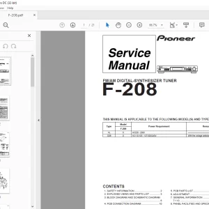 Pioneer F-208 FM/AN DIGITAL SYNTHESIZER TUNER Service Manual - PDF