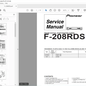 Pioneer F-208RDS FM/AN DIGITAL SYNTHESIZER TUNER Service Manual - PDF
