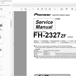 Pioneer FH-2327ZF X1H/UC Receiver Assy Radio Service Manual - PDF DOWNLOAD