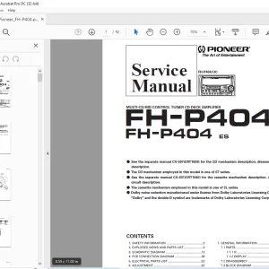 Pioneer FH-P404 UC FH-P404 ES MULTI-CD/MD CONTROL TUNER Service Manual - PDF