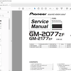 Pioneer GM-2077ZF X1R/UC GM-217 7ZF X1R/UC AMPLIFIER Service Manual - PDF