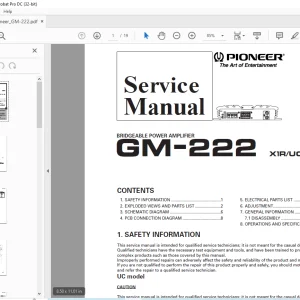 Pioneer GM-222 X1R/UC ES EW BRIDGEABLE POWER AMPLIFIER Service Manual- PDF
