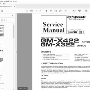 Pioneer GM-X422 X1R/UC, ES, EW GM-X322 X1R/UC AMPLIFIER Service Manual - PDF
