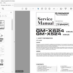 Pioneer GM-X624 X1R/UC, ES, EW GM-X524 X1R/UC Service Manual - PDF DOWNLOAD