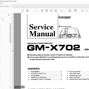 Pioneer GM-X702 X1H/EW,UC BRIDGEABLE POWER AMPLIFIER Service Manual - PDF
