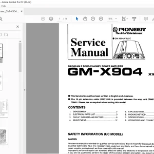 Pioneer GM-X904 X1H/UC,EW  POWER AMPLIFIER Service Manual - PDF DOWNLOAD