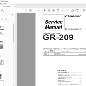 Pioneer GR-209 GRAPHIC EQUALIZER Service Manual - PDF DOWNLOAD