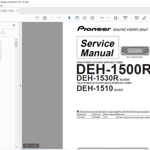 Pioneer CD PLAYER WITH RDS TUNER DEH-1500RXU/EW DEH-1530RXU/EW FM/MW/LW Service Manual
