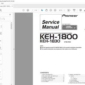 Pioneer KEH-1800 X1M/EW KEH-1830 X1M/EW  Service Manual - PDF DOWNLOAD