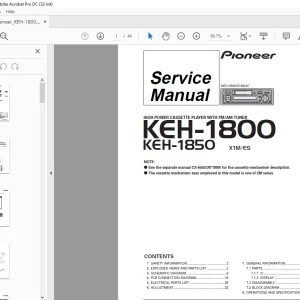 Pioneer KEH-1800 X1M/UC KEH-1850 X1M/ES Service Manual - PDF DOWNLOAD