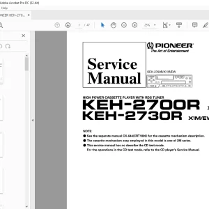 Pioneer KEH-2700R X1M/EW KEH-2730R X1M/EW Service Manual - PDF DOWNLOAD