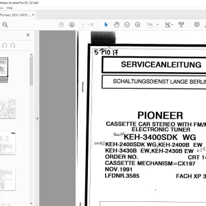 Pioneer KEH-3400SDK KEH-2400SDK  KEH-2400B KEH-3430B  KEH-2430B Service Manual - PDF