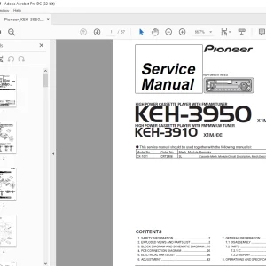 Pioneer KEH-3950 X1M/ES KEH-3910 X1M/EE  Service Manual - PDF DOWNLAOD