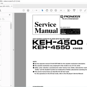 Pioneer KEH-4500 X1M/UC KEH-4550 X1M/ES Service Manual - PDF DOWNLOAD