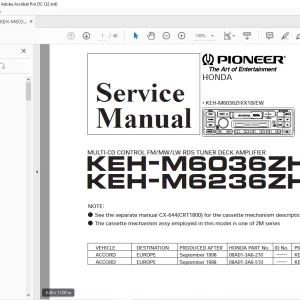 Pioneer KEH-M6036ZH X1BEW KEH-M6236ZH X1BEW  Service Manual - PDF DOWNLOAD