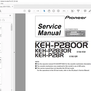 Pioneer KEH-P2800R X1M/EW KEH-P2830R X1M/EW KEH-P28R X1M/GR Service Manual - PDF