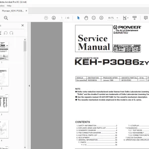 Pioneer KEH-P3086ZY X1INES AM/FM CASSETTE DECK Service Manual - PDF