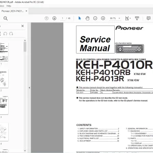 Pioneer KEH-P4010R X1M/EW KEH-P4010RB X1M/EW KEH-P4013R X1M/EW Service Manual - PDF