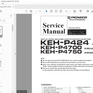 Pioneer KEH-P424 X1M/UC KEH-P4700 X1M/UC KEH-P4750 X1M/E Service Manual - PDF