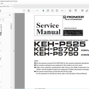 Pioneer KEH-P525 X1M/UC KEH-P5700 X1M/UC KEH-P5750 X1M/ES Service Manual - PDF