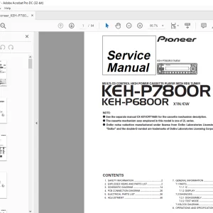 Pioneer KEH-P7800R X1N/EW KEH-P6800R X1N/EW  Service Manual - PDF
