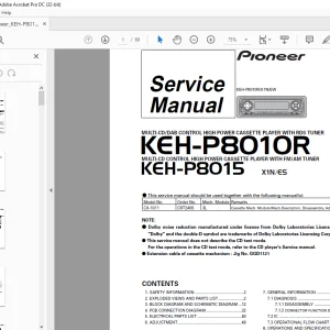 Pioneer KEH-P8010R X1N/EW KEH-P8015 X1N/ES Service Manual - PDF DOWNLOAD