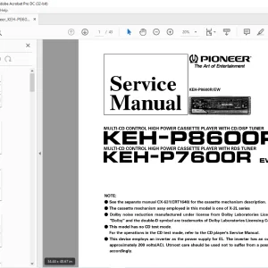 Pioneer KEH-P8600R EW KEH-P7600R EW Service Manual - PDF DOWNLOAD
