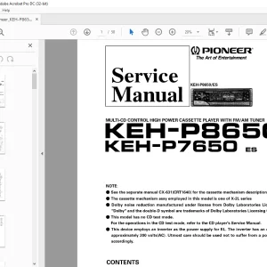 Pioneer KEH-P8650 ES KEH-P7650 ES MULTI-CD CONTROL Service Manual - PDF
