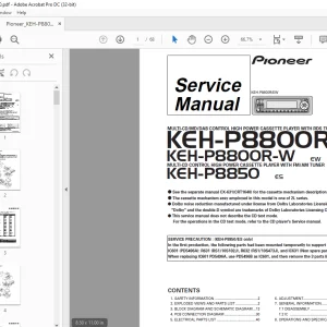 Pioneer KEH-P8800R EW KEH-P8800R-W EW KEH-P8850 ES  Service Manual - PDF