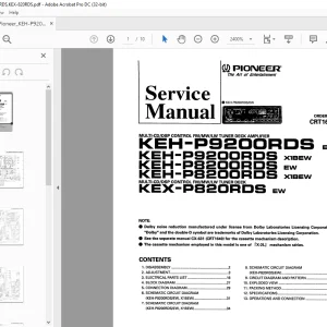 Pioneer KEH-P9200RDS KEH-P9200RDS KEH-P8200RDS KEH-P8200RDS KEX-P820RDS Service Manual - PDF