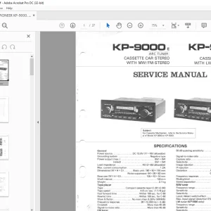 Pioneer KP-9000 E Cassette Car  KP-9300 E Cassette Car Service Manual - PDF