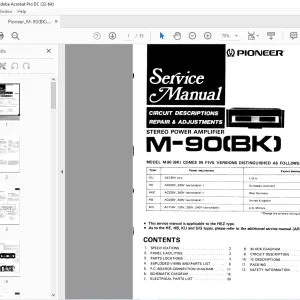 Pioneer M-90(BK) STEREO POWER AMPLIFIER Service Manual - PDF DOWNLOAD