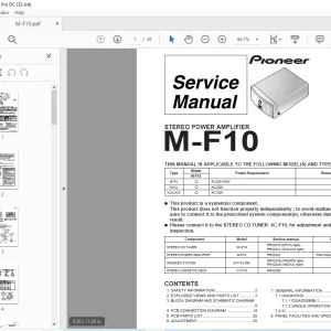 Pioneer M-F10 STEREO POWER AMPLIFIER Service Manual - PDF DOWNLOAD