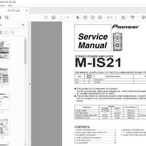 Pioneer M-IS21 STEREO POWER AMPLIFIER Service Manual - PDF DOWNLOAD