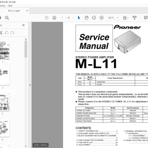 Pioneer M-L11 STEREO POWER AMPLIFIER Service Manual - PDF DOWNLOAD