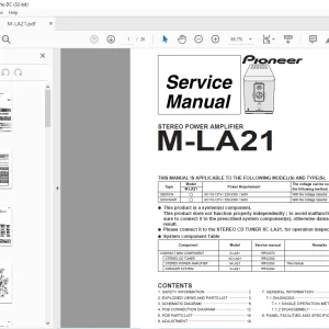 Pioneer M-LA21 STEREO POWER AMPLIFIER Service Manual - PDF DOWNLOAD