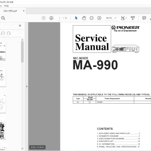 Pioneer MA-990 MIC.MIXER Service Manual - PDF DOWNLOAD