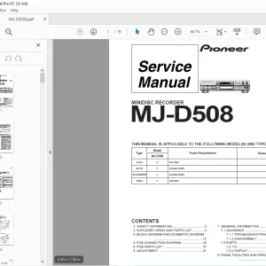Pioneer MJ-D508 MINIDISC RECORDER Service Manual - PDF DOWNLOAD