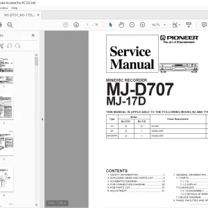 Pioneer MJ-D707 MJ-17D MINIDISC RECORDER Service Manual - PDF