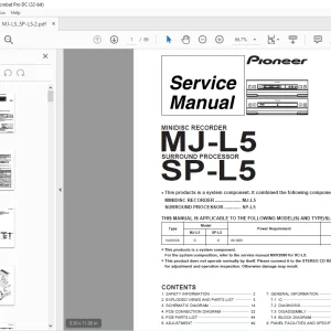 Pioneer MJ-L5 MINIDISC RECORDER SP-L5 SURROUND PROCERSSOR Service Manual - PDF