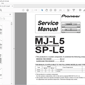 Pioneer MJ-L5 MINIDISC RECORDER SP-L5 SURROUND PROCERSSOR Service Manual - PDF