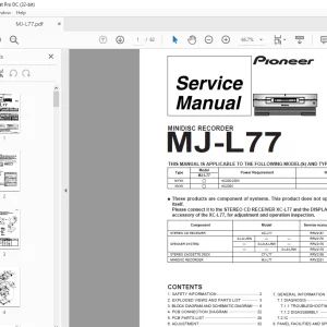 Pioneer MJ-L77 MINIDISC RECORDER Service Manual - PDF DOWNLOAD
