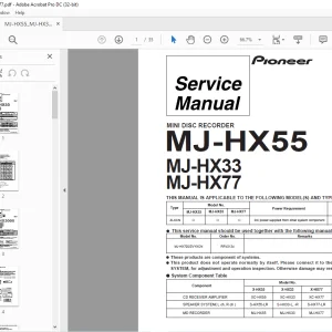 Pioneer MMJ-HX55 MJ-HX33 MJ-HX77 MINIDISC RECORDER Service Manual -PDF