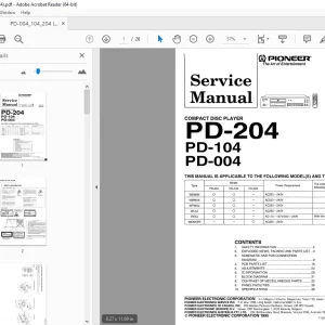 Pioneer PD-204 PD-104 PD-004 COMPACT DISC PLAYER Service Manual - PDF DOWNLOAD
