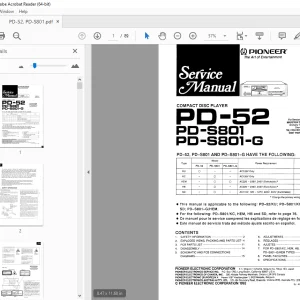 Pioneer PD-52 PD-S801 PD-S801-G COMPACT DISC PLAYER Service Manual - PDF