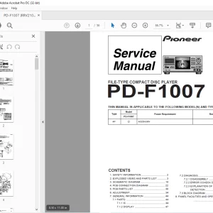 Pioneer PD-F1007 FILE-TYPE COMPACT DISC PLAYER SERVICE MANUAL - PDF