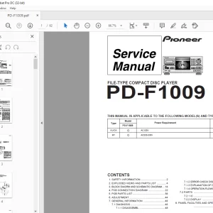 Pioneer PD-F1009 FILE-TYPE COMPACT DISC PLAYER SERVICE MANUAL - PDF