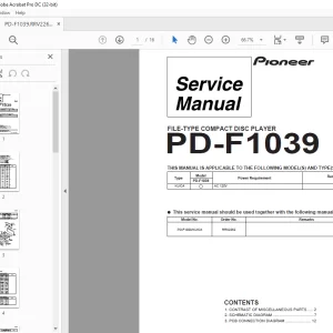 Pioneer PD-F1039 FILE-TYPE COMPACT DISC PLAYER SERVICE MANUAL - PDF