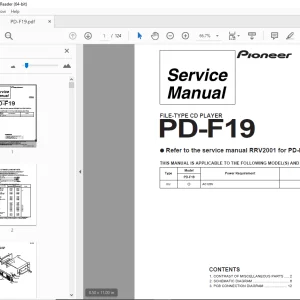 Pioneer PD-F19 FILE-TYPE CD PLAYER Service Manual-PDF DOWNLOAD